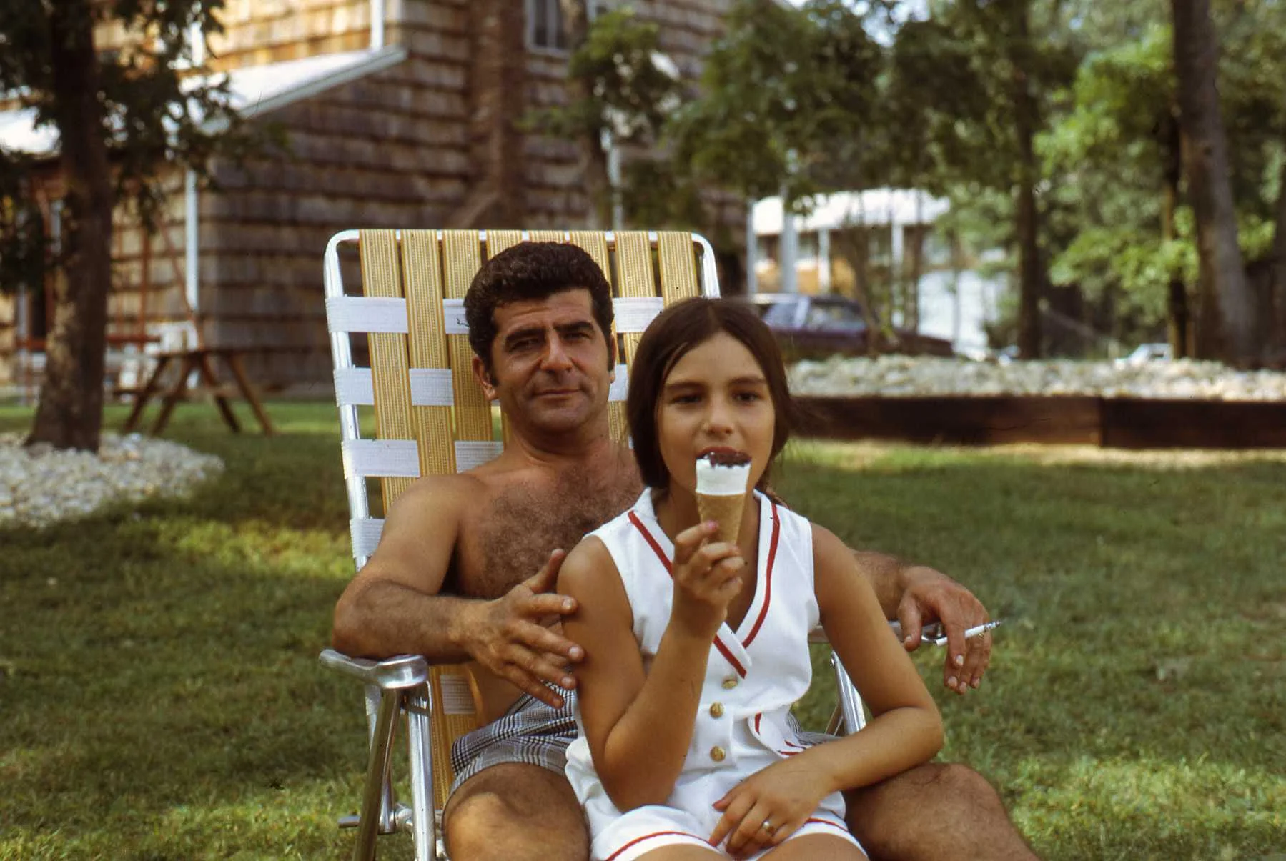 My Dad and me in our backyard on Long Island.