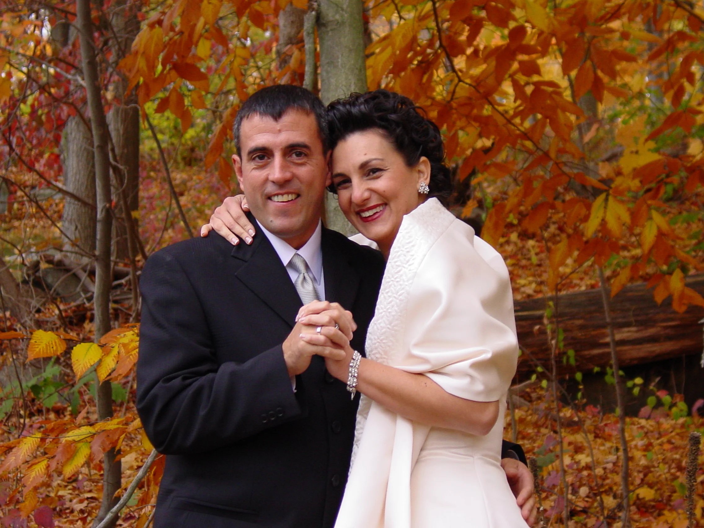 Juan Carlos and me on our wedding day, on a beautiful fall day.