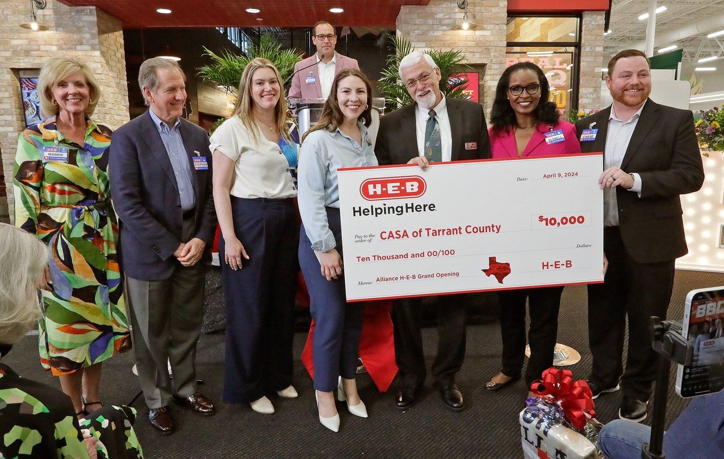 WOW! What a surprise! Last week CASA of Tarrant County was awarded a $10,000 grant during the ribbon cutting for the @heb H-E-B Alliance store in north Tarrant County. We are so thankful for their generosity and enjoyed commemorating the store&rsquo;