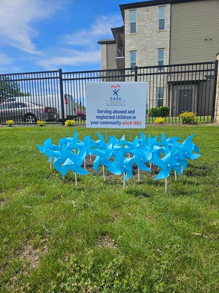 There's only a few days left to view a Child Abuse Prevention Month pinwheel installation! Stop by one of the following locations by the end of the month: Bedford YMCA, Reata West Apartments, Tater Club Learning Center, and Azle Lions Club. #capm