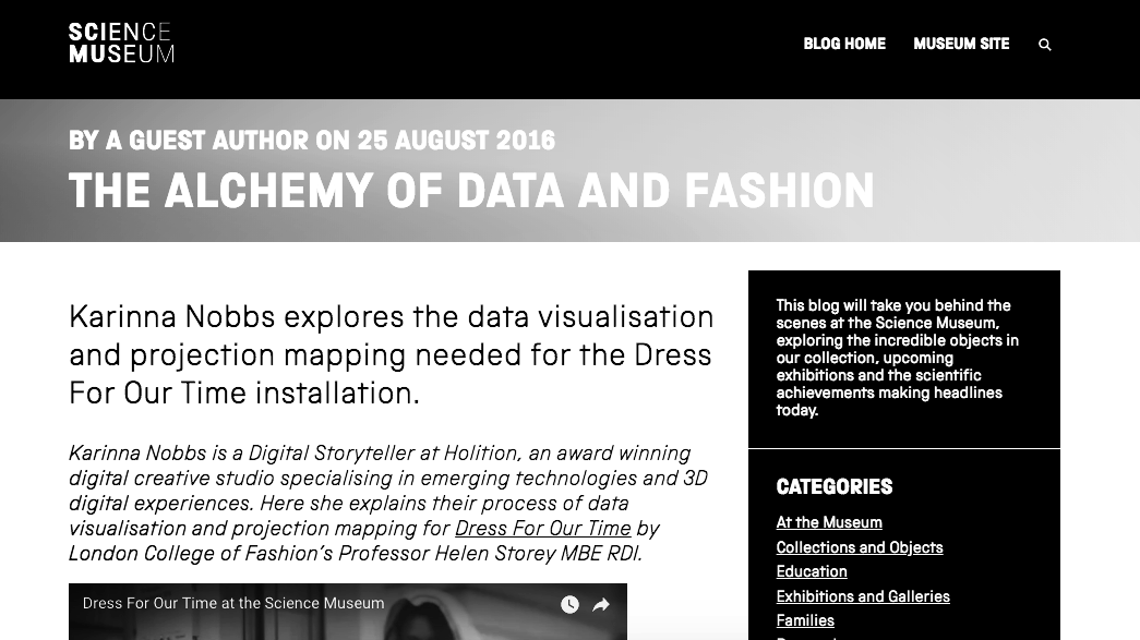 AUTHOR: Guest blog post for the Science Museum on Data Visualisation (2016)