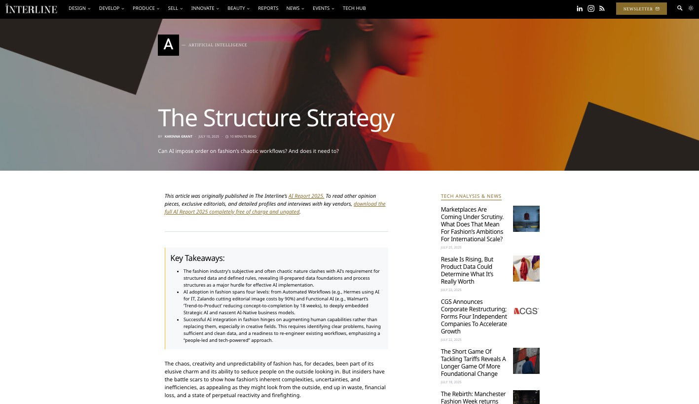 AUTHOR for THE INTERLINE: The Fashion AI Structure Strategy