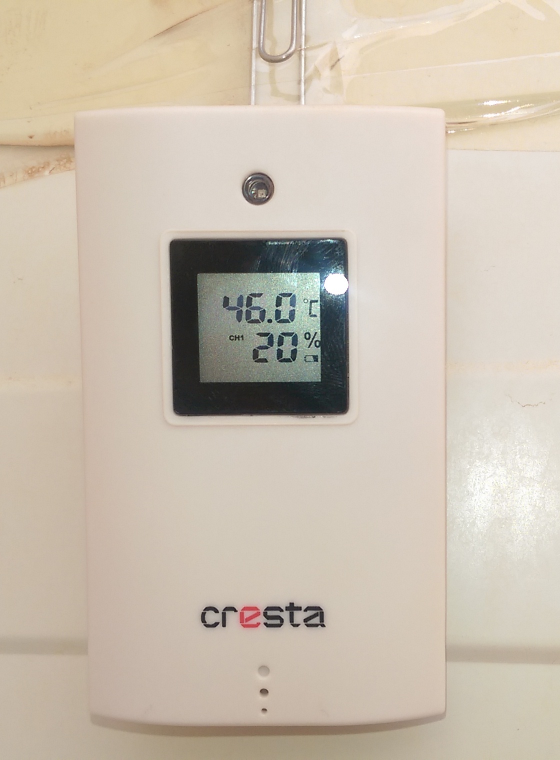 De hoogste temperatuur die ik tot nu toe heb gehad. De thermometer hangt in de schaduw. 