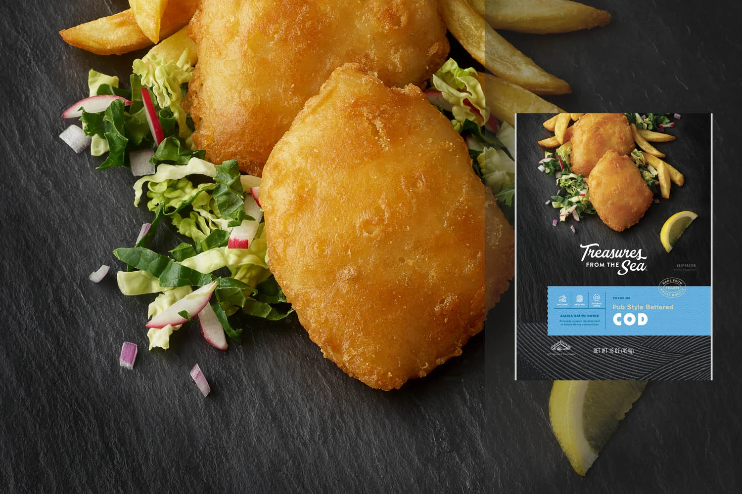 PUB STYLE BATTERED COD