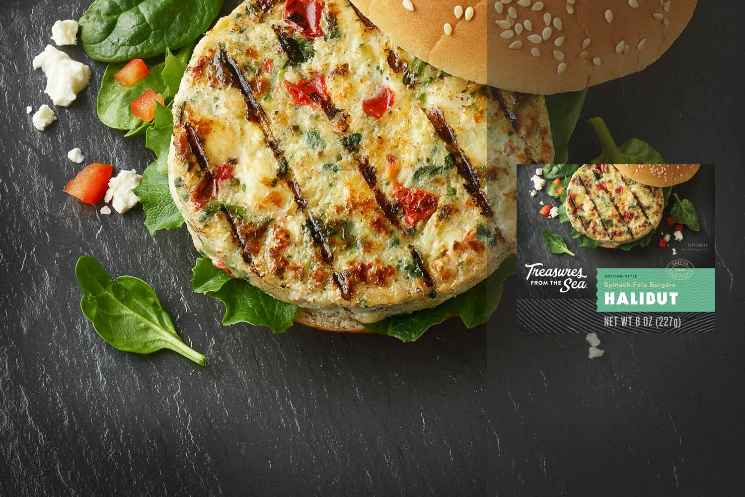 SPINACH FETA HALIBUT BURGERS