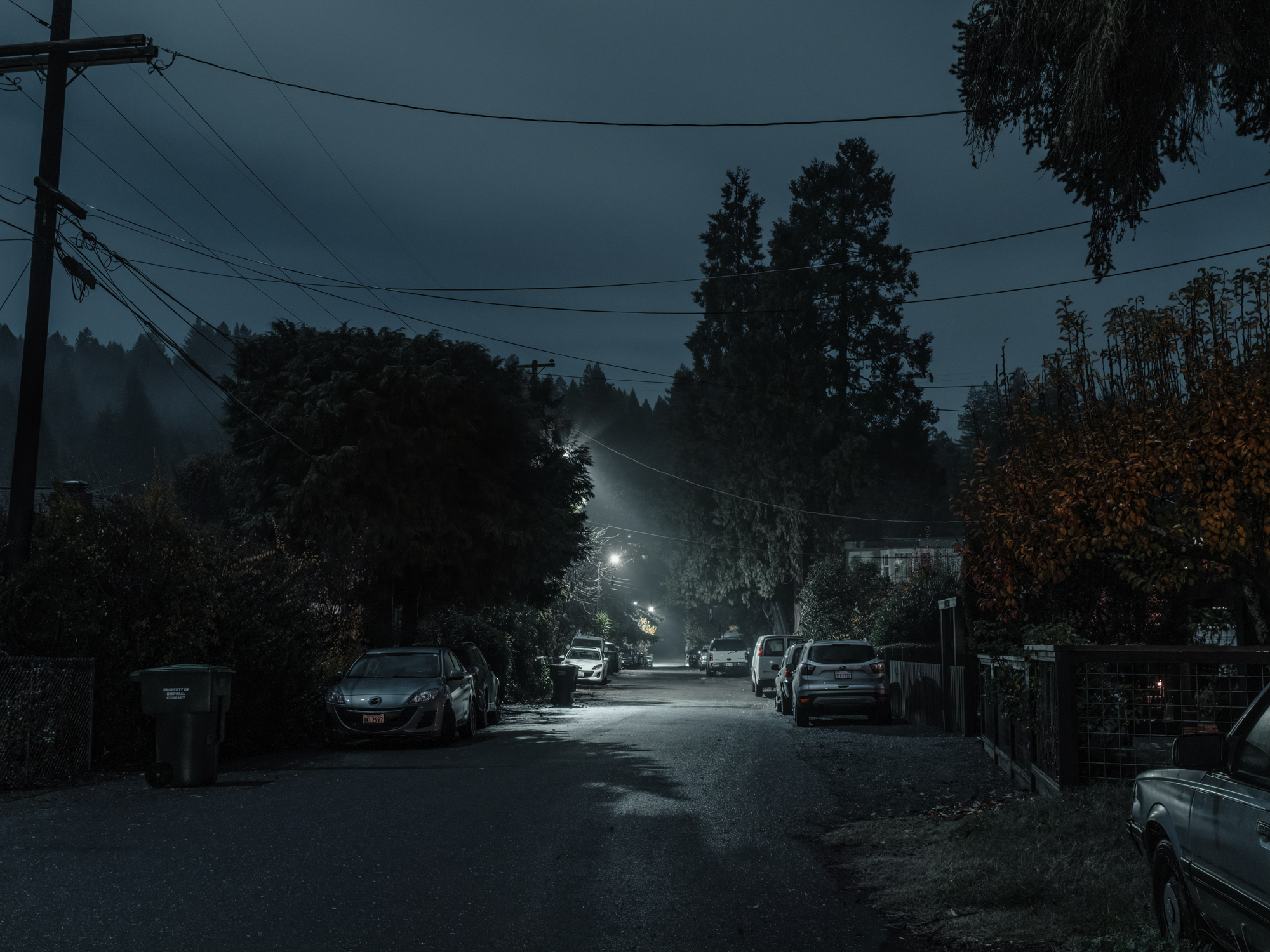    View down Eastern Ave, Guerneville, CA, 2018   .  Archival Pigment Print.  30” x 40” - Limited Edition of 2 | 24” x 32” - Limited Edition of 3 | 18” x 24” - Limited Edition of 5  Pricing &amp; Purchase Info:  Leon Gallery  