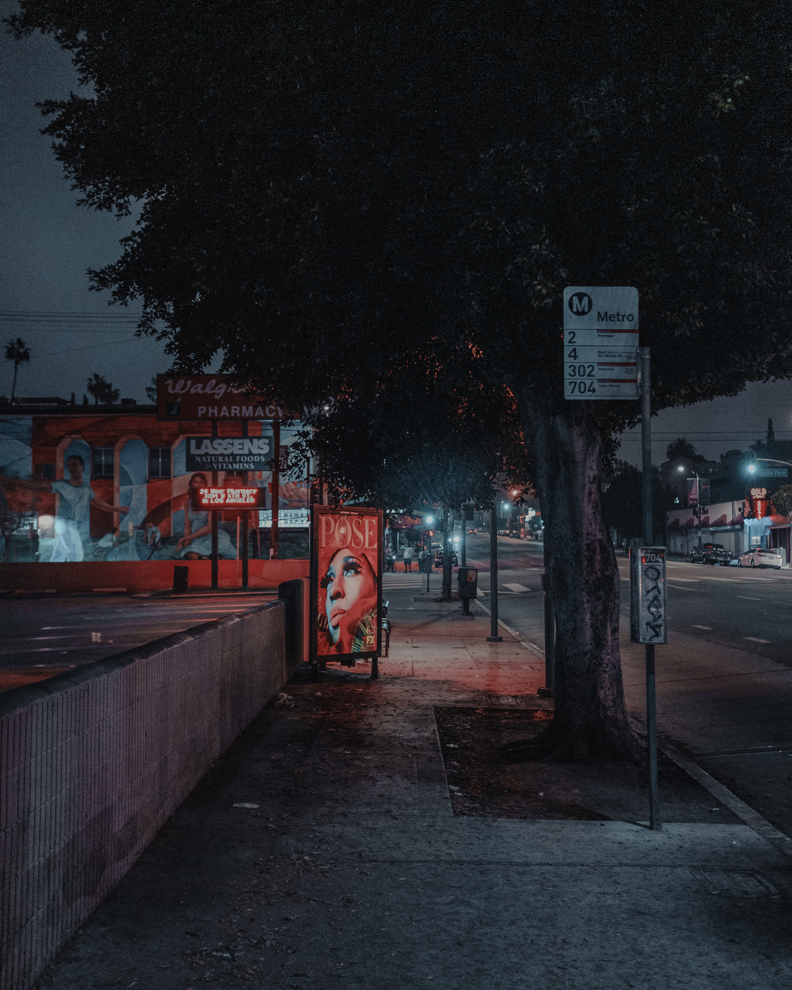 Bus Stop on Sunset and Echo Park, Los Angeles, 2018