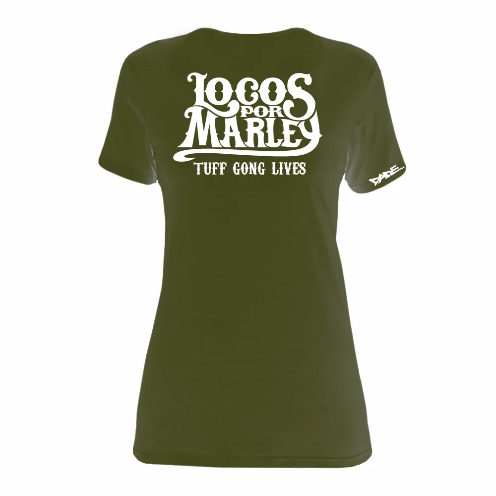 Locos Por Marley and Dade Womens Shirt Olive with pocket logo