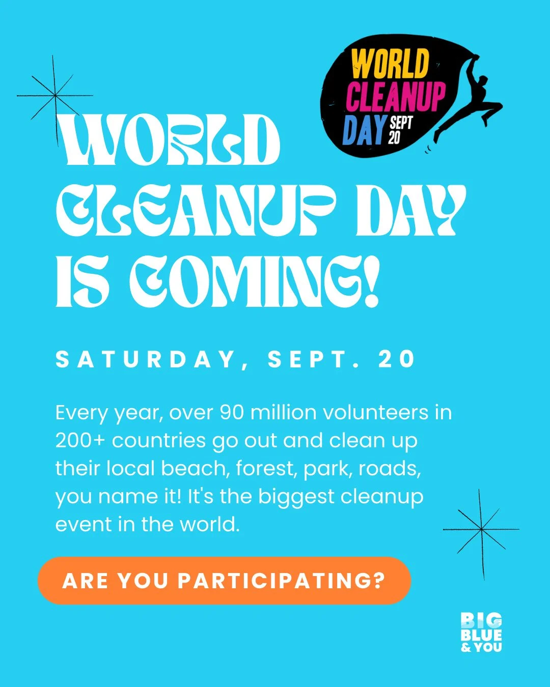 World CleanUp Day is coming up this Saturday, September 20th! 🧹 Every year, over 90 million volunteers in 200+ countries go out and clean up their local beach, forest, park, roads, you name it! It's the biggest cleanup event in the world. Are you pa