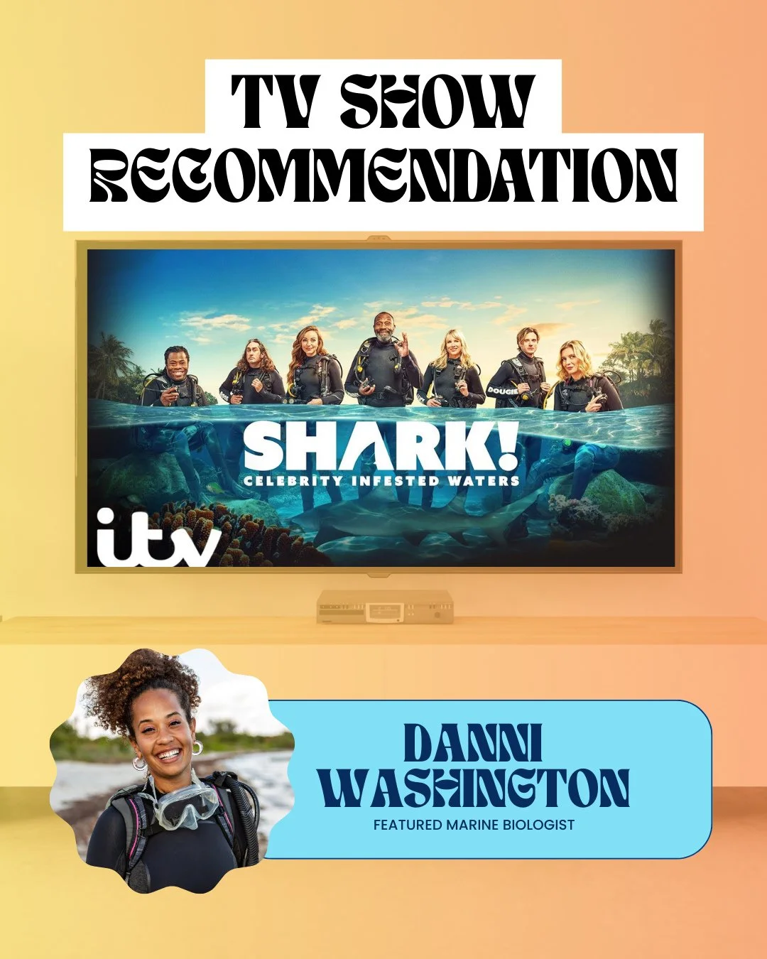 Have you seen Shark! Celebrity Infested Waters yet? 🦈 Our co-founder @DanniWashington was the featured marine biologist on this show, and helped 7 British celebrity contestants overcome their fear of sharks! ⁠
⁠
Sharks often get a bad reputation, bu