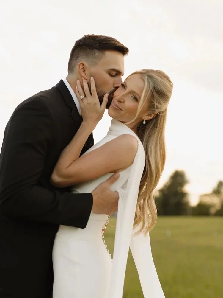 Still dreaming of Morgan + Stephen&rsquo;s wedding day ☁️ Thank you for sharing your day with us! We loved sharing a small part of it with you!

Dress &amp; Overskirt: @mwlbride 
Veil: @tonifedericiveils 
Venue: @grandstablevenue 
Planner: @carlylynn