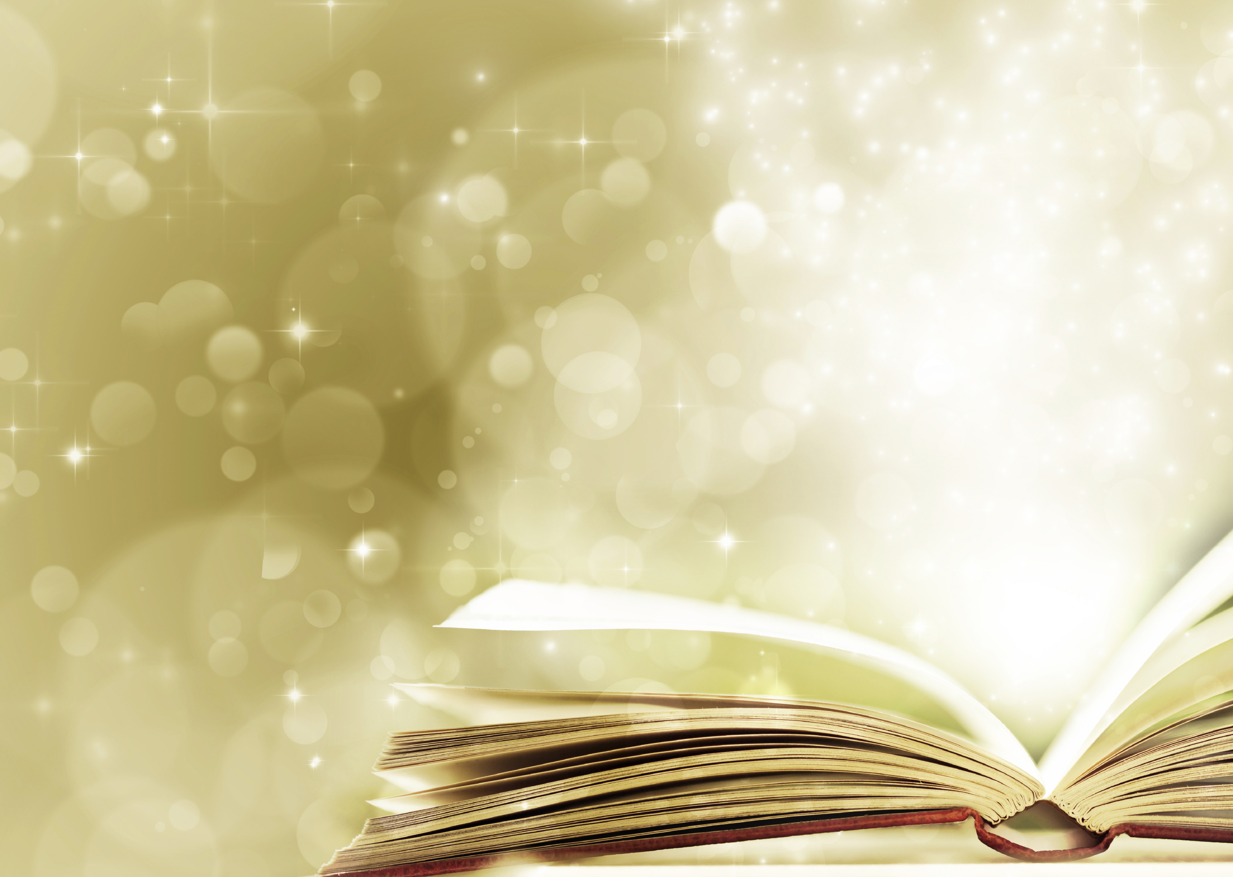 Christmas background with opened magic book