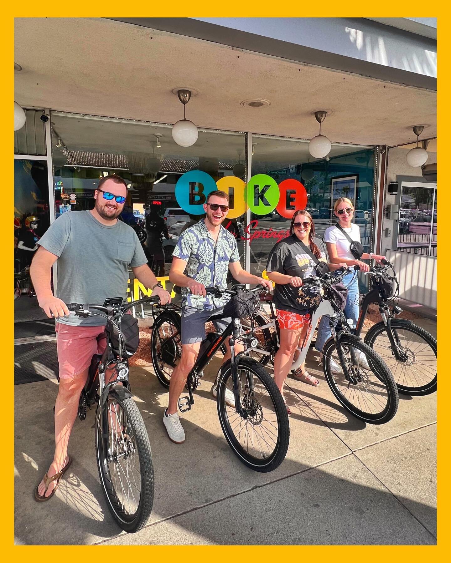 Hittin&rsquo; the street for #modernismweek ! 
So happy y&rsquo;all had a great time on our bikes! Would you do it again?! @xchristineth 
🌴☀️🚲🕶️💖🌵
.
.
.
#bikerental #bikeservice #bikeride #modernismweekpalmsprings #socialdistancingride #cityofpa