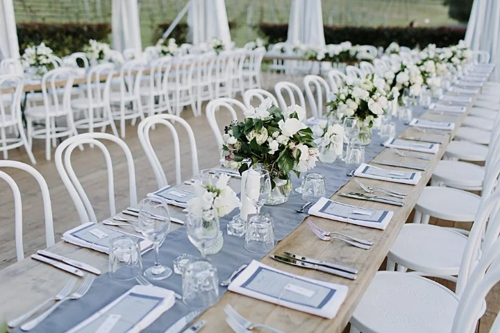 white chairs wedding