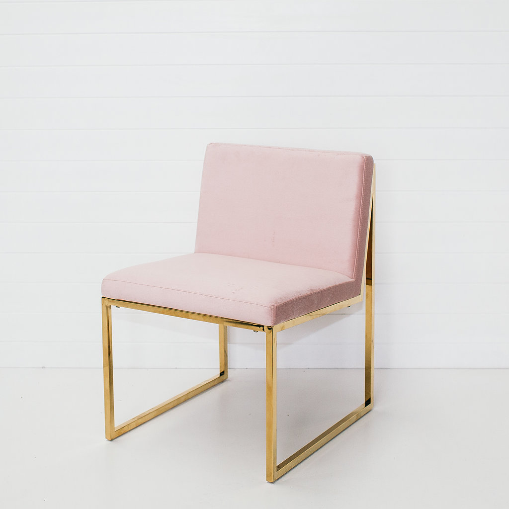 Blush Pink Velvet Chair (Without Arms) Hampton Event Hire Wedding