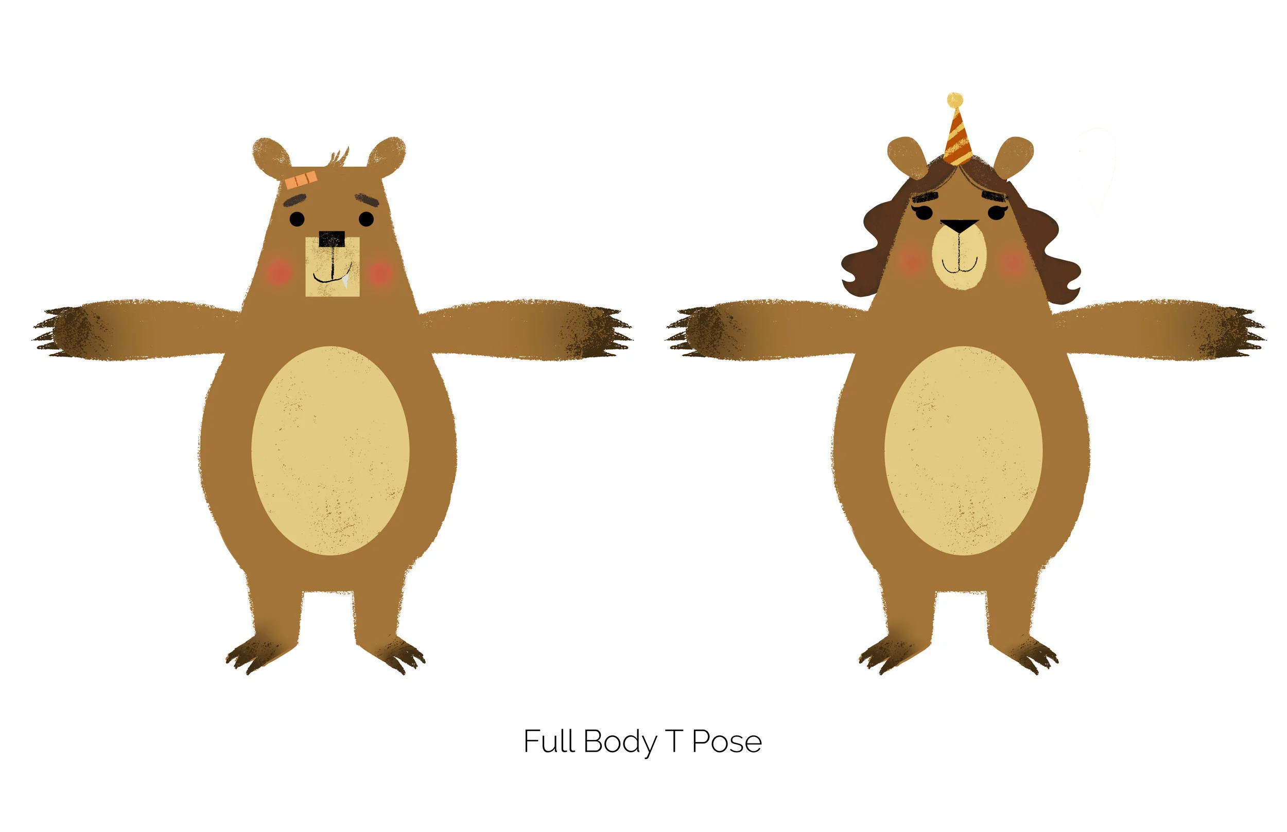 Full body designs of Sir Wibling and Roberta.