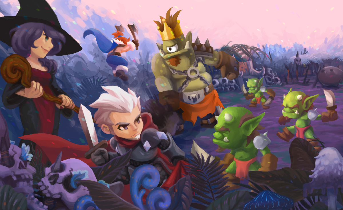 Splash image composited from background paintings I did. Foreground images painted specifically for promotional banners.