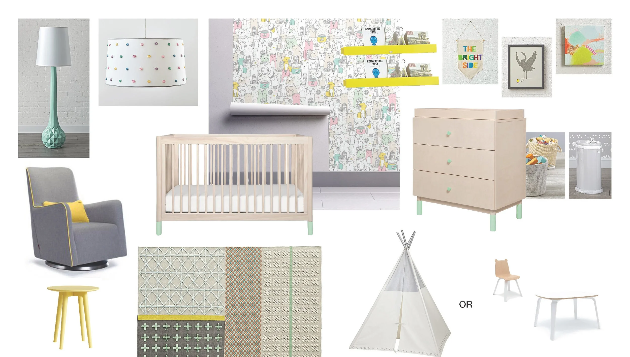 Nursery FF&E Board 2 Yellow and Green