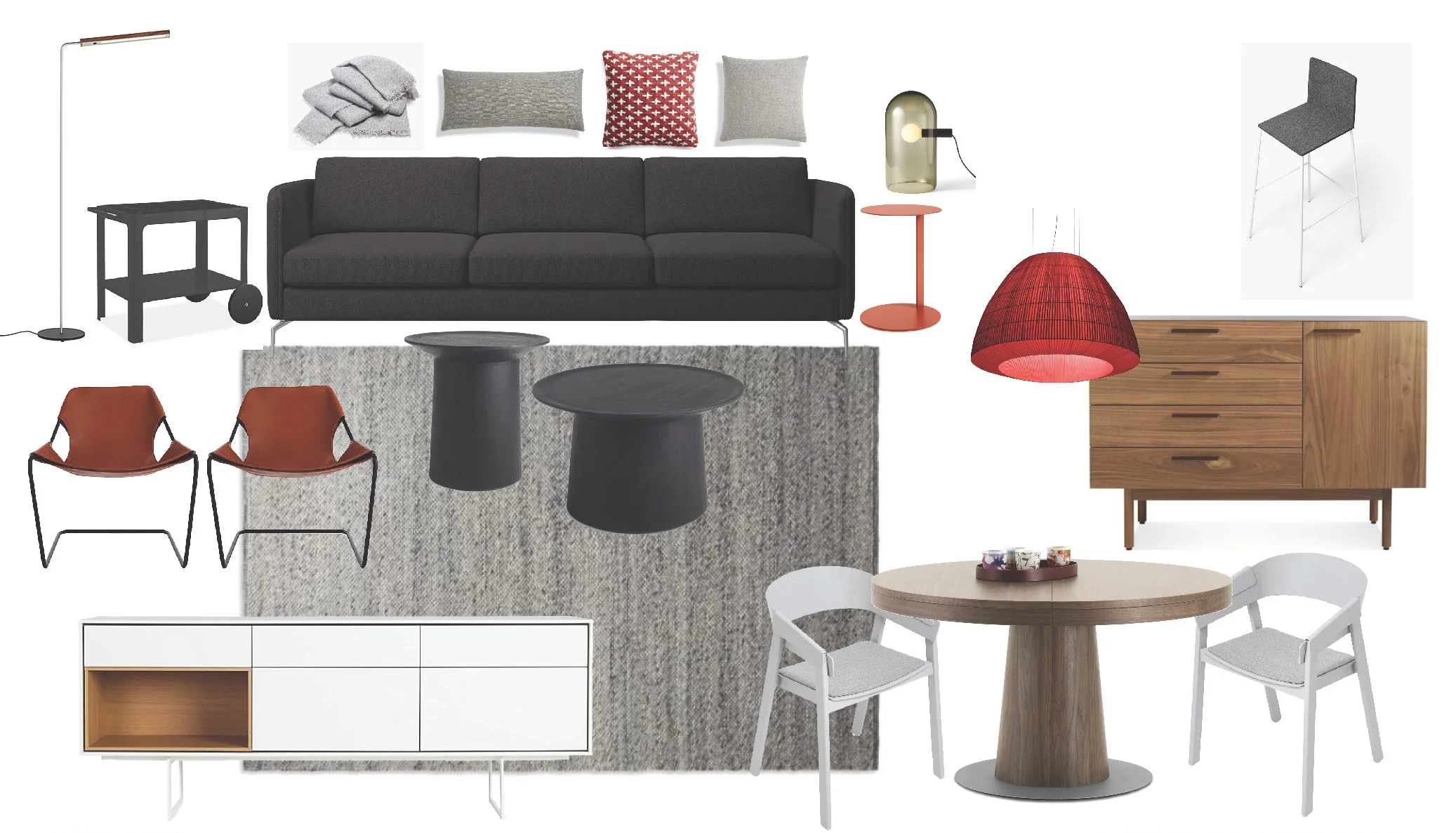 Living and Dining Room FF&E Board 2 Contemporary Masculine