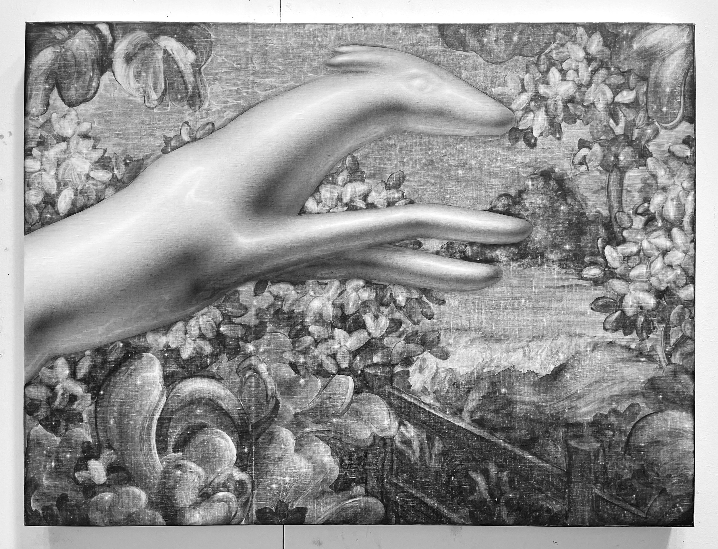  graphite on linen. 24x32. 2024 