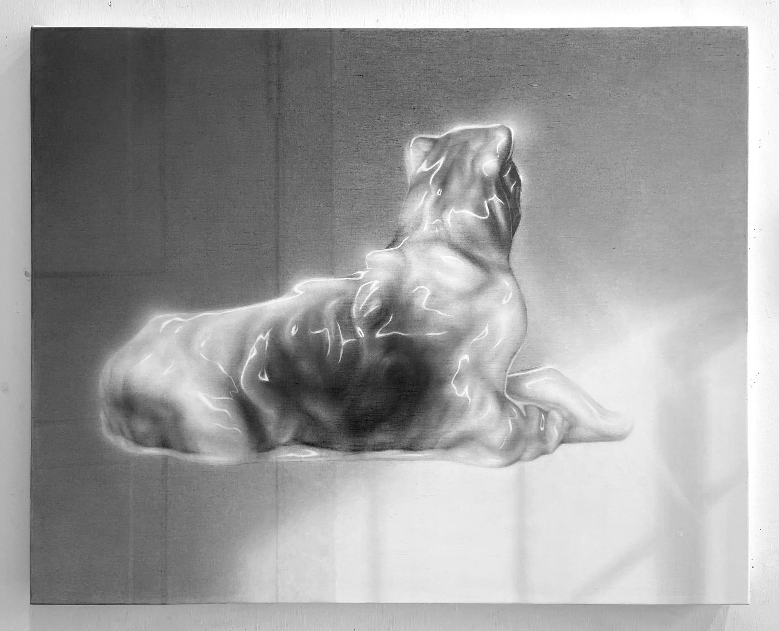   something like this   graphite on linen. 28x35. 2023 