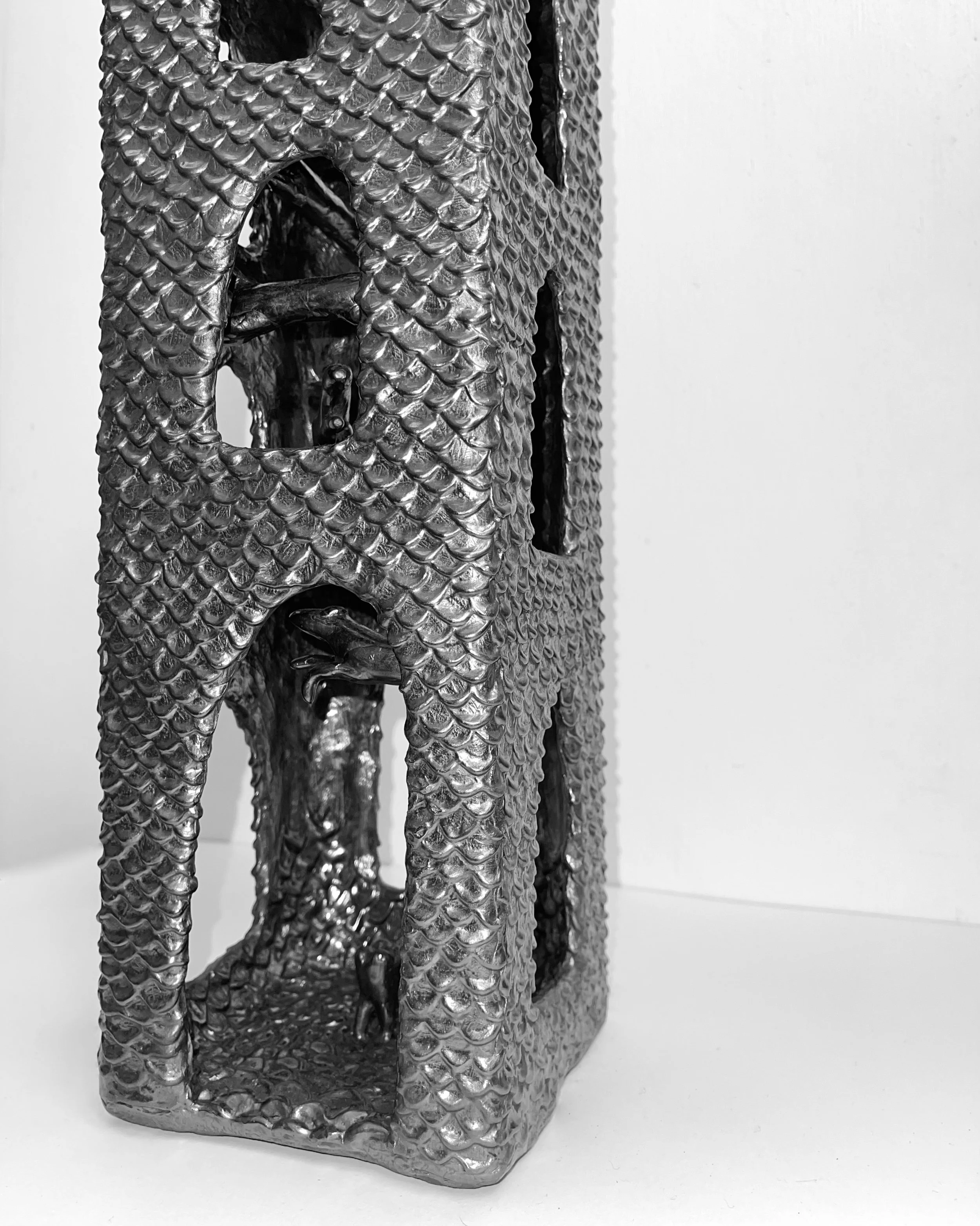   time flies (pony church II) -  detail    graphite over clay. 22×5×5. 2024 