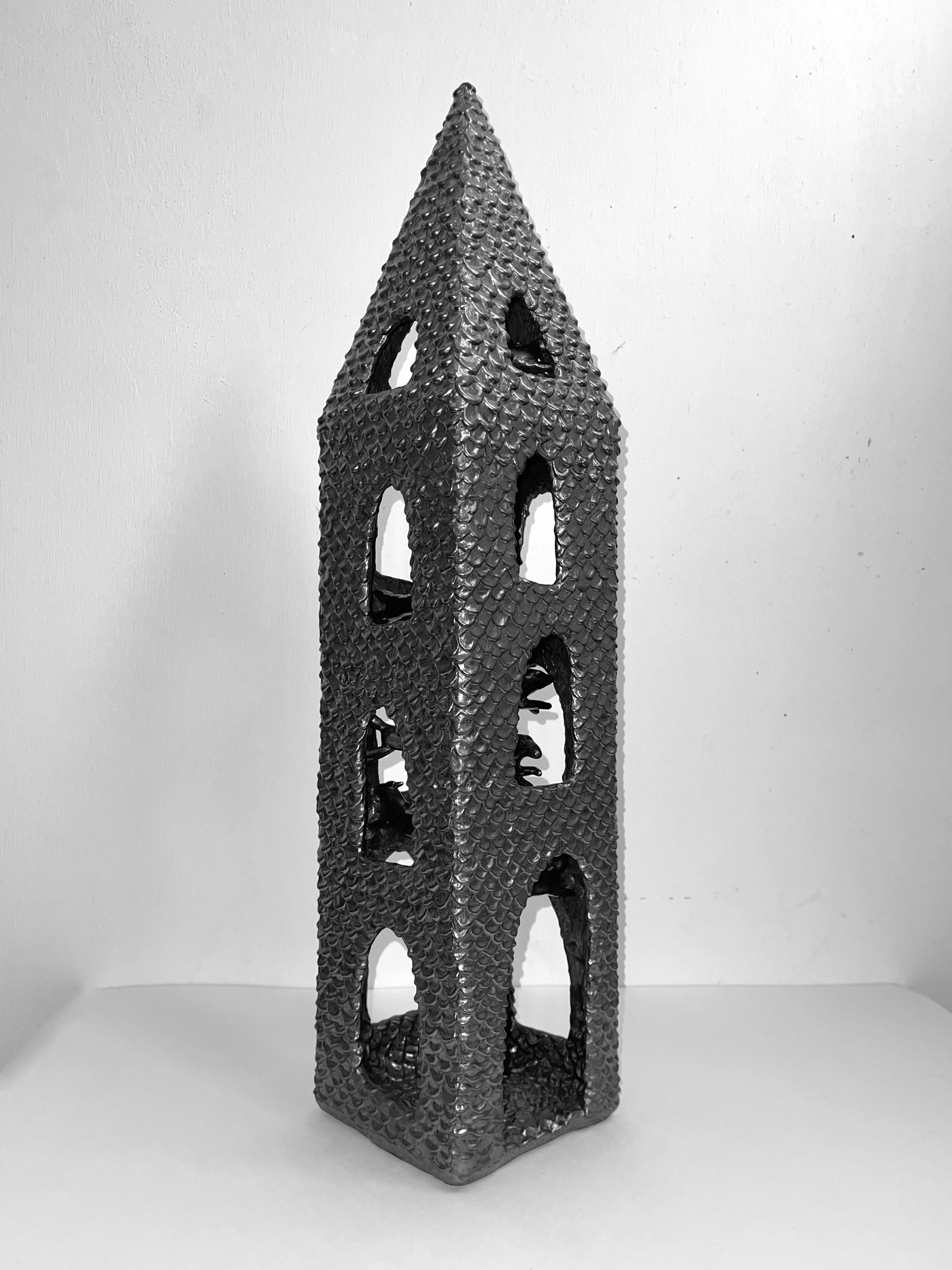   time flies (pony church II) -  view 3    graphite over clay. 22×5×5. 2024 