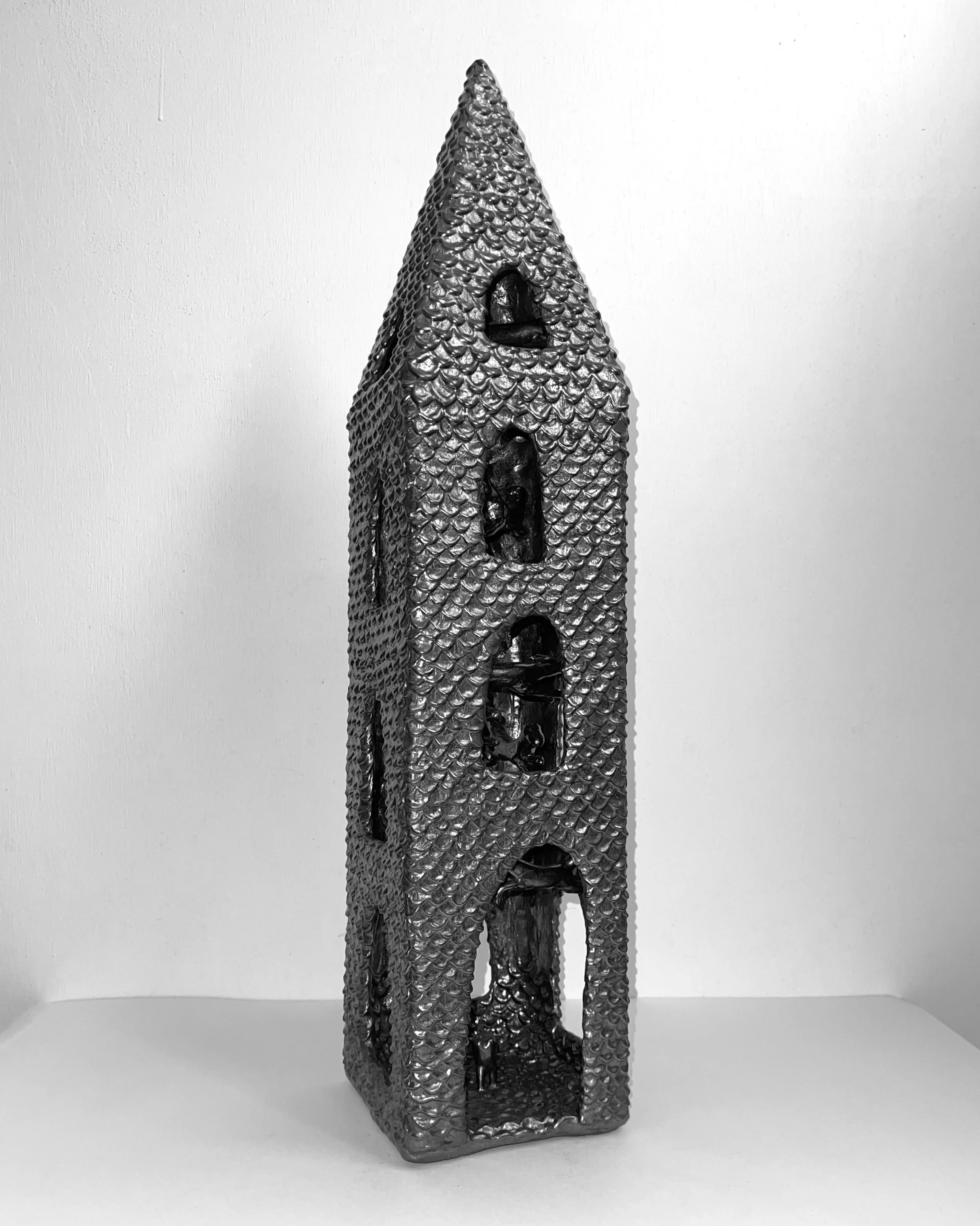   time flies (pony church II) -  view 2    graphite over clay. 22×5×5. 2024 