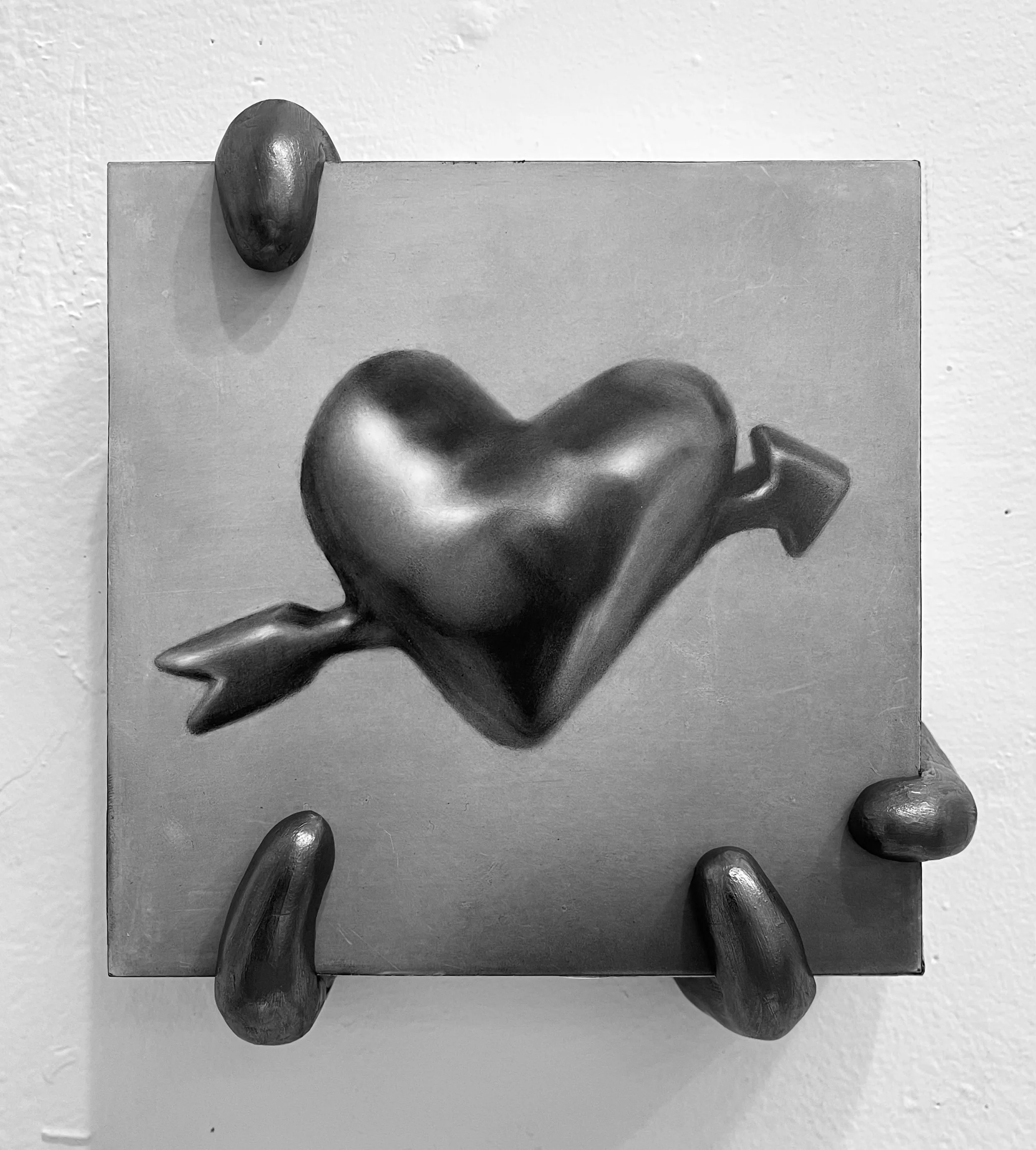   the only constant (i)   graphite and clay on board. 7x6.5×2.5. 2024 
