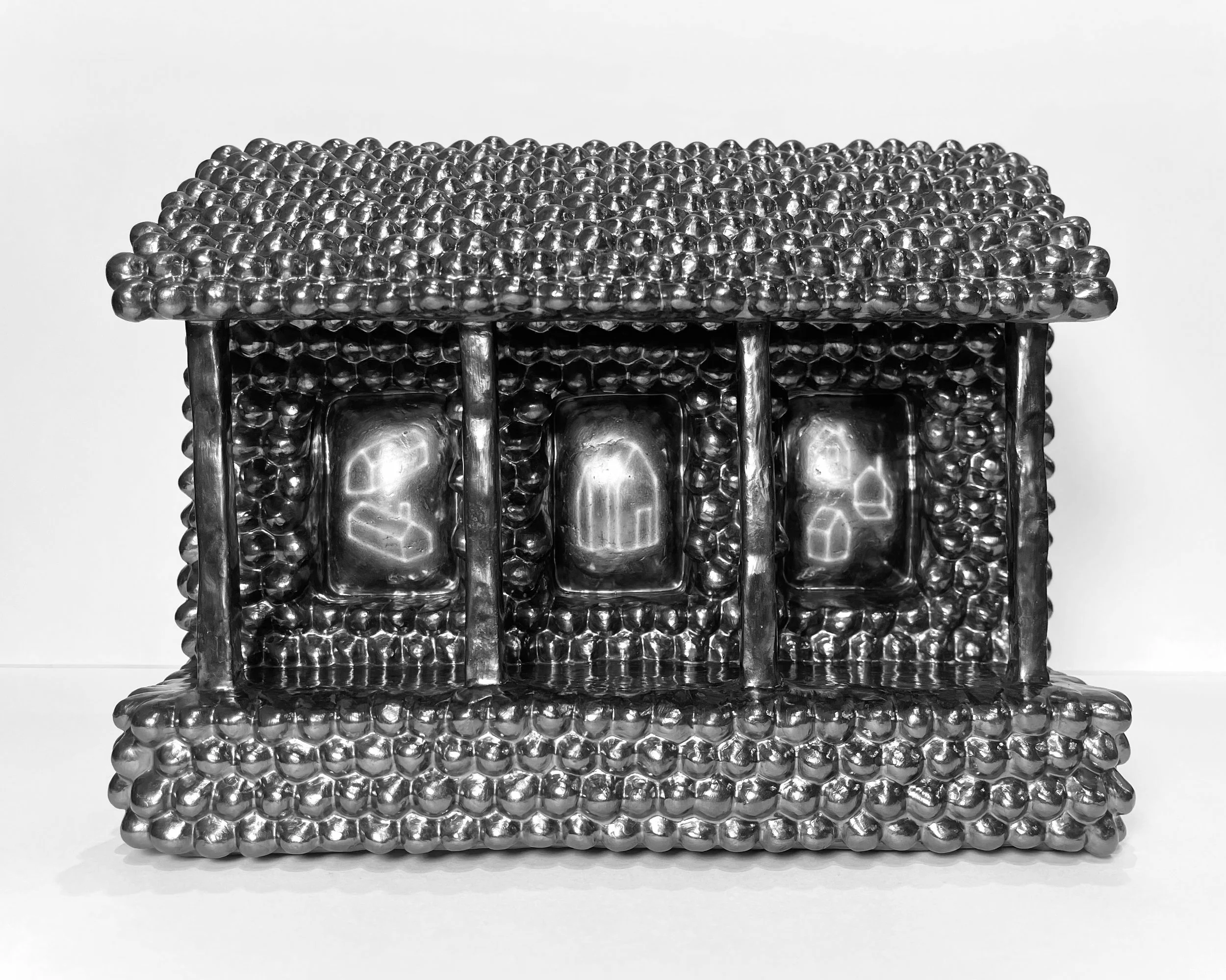   porch -  view 1    graphite on clay. 7.5×10×3.75. 2026 