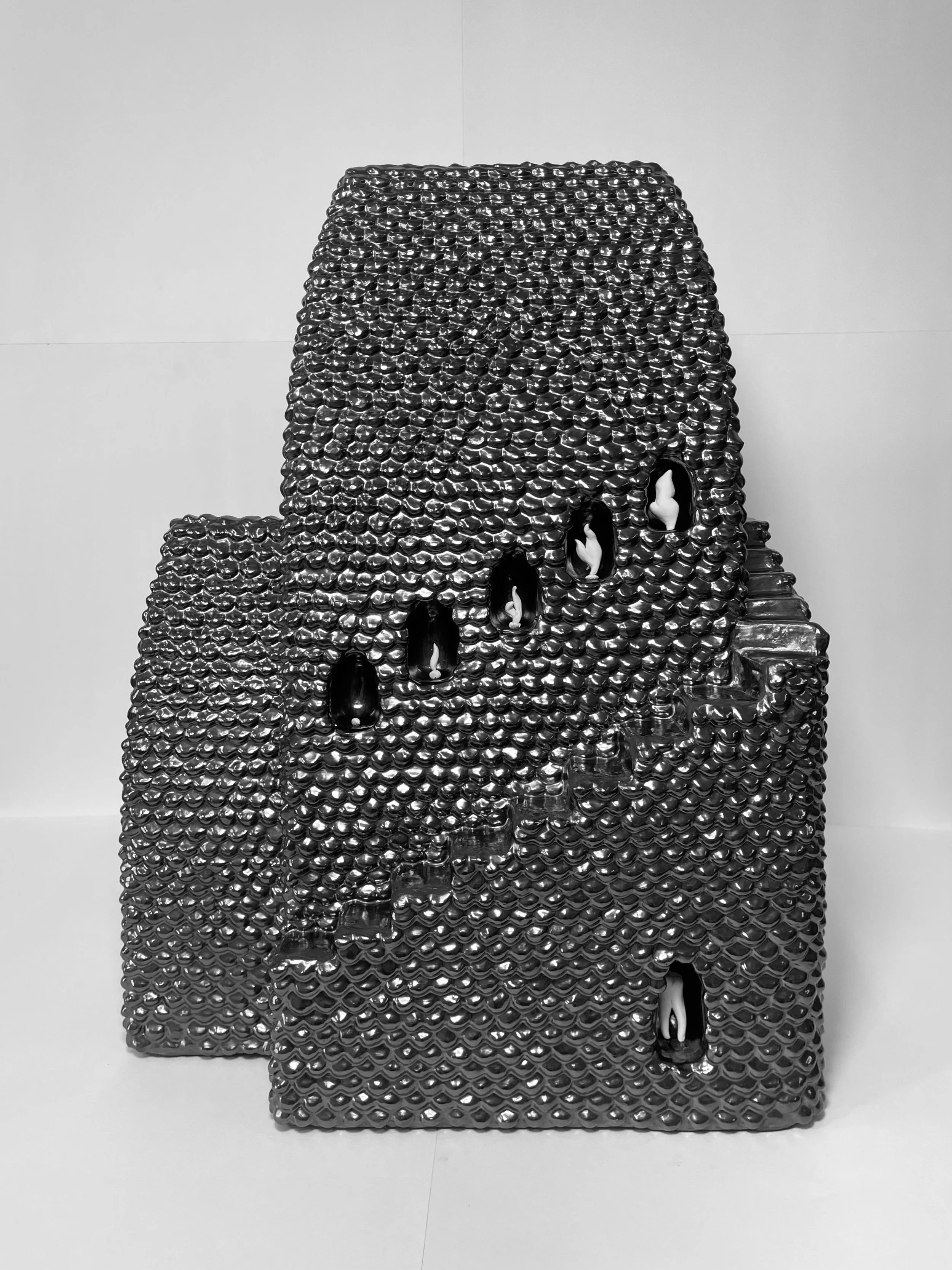   unearth -  view 2    graphite over clay, clay. 20.5x9.25x15. 2026 
