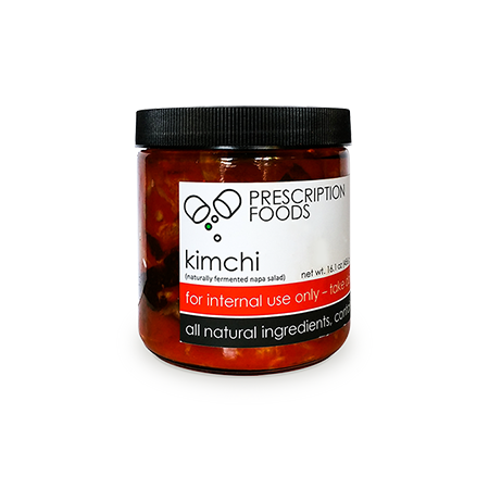 Kimchi - Spicy pickled napa cabbage, daikon radish, and kombu mixed with our special blend of peppers, garlic, scallions and ginger.