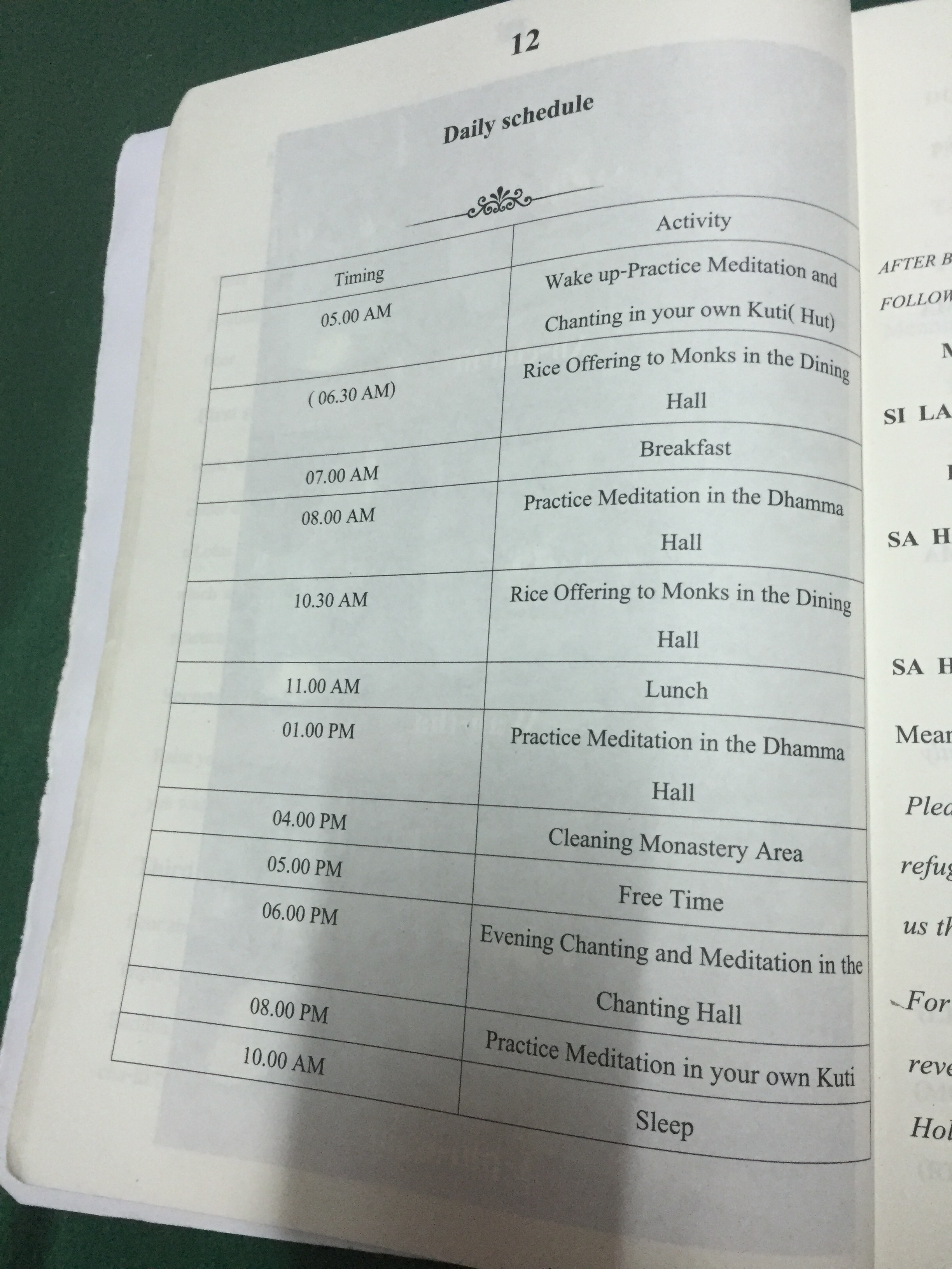 My daily schedule.
