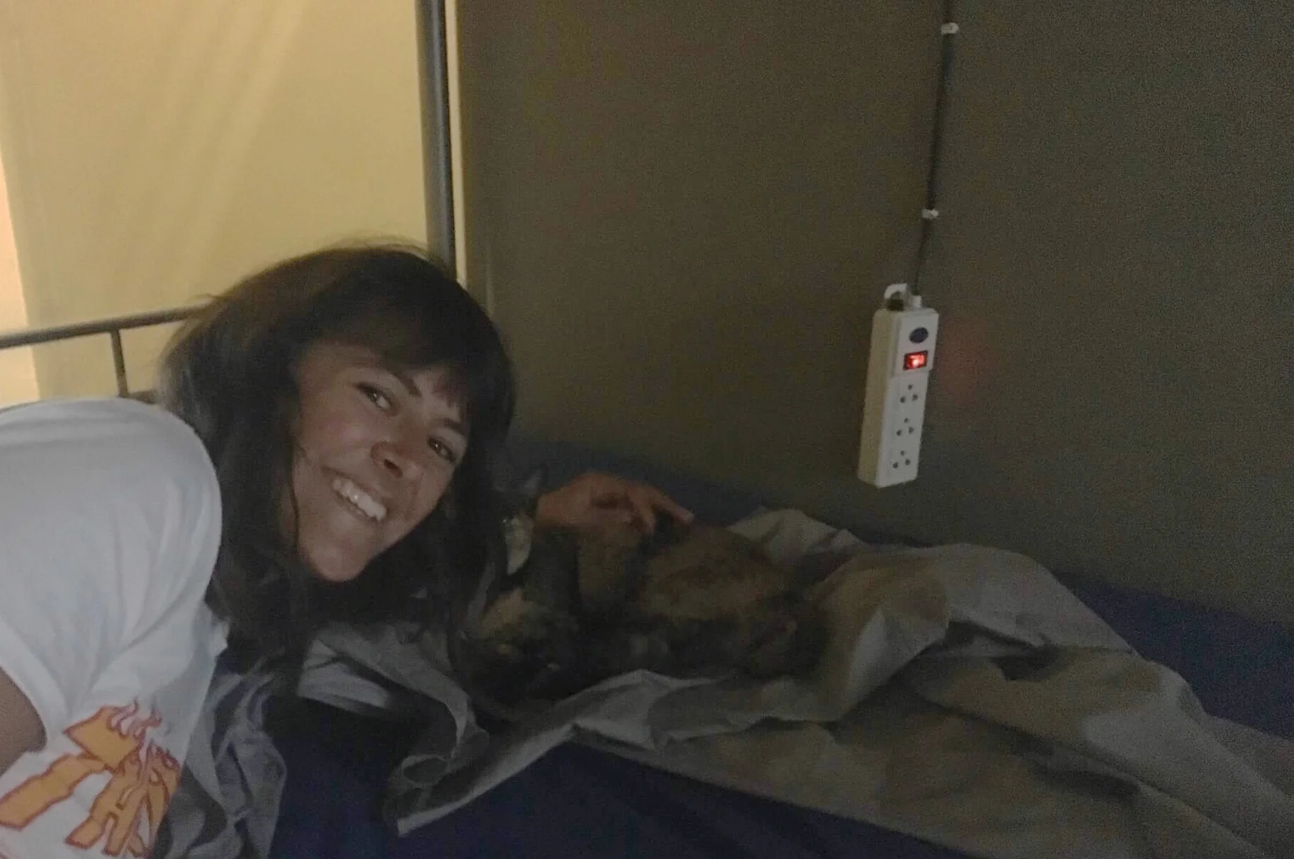 Really crap picture of the cat on my bed.