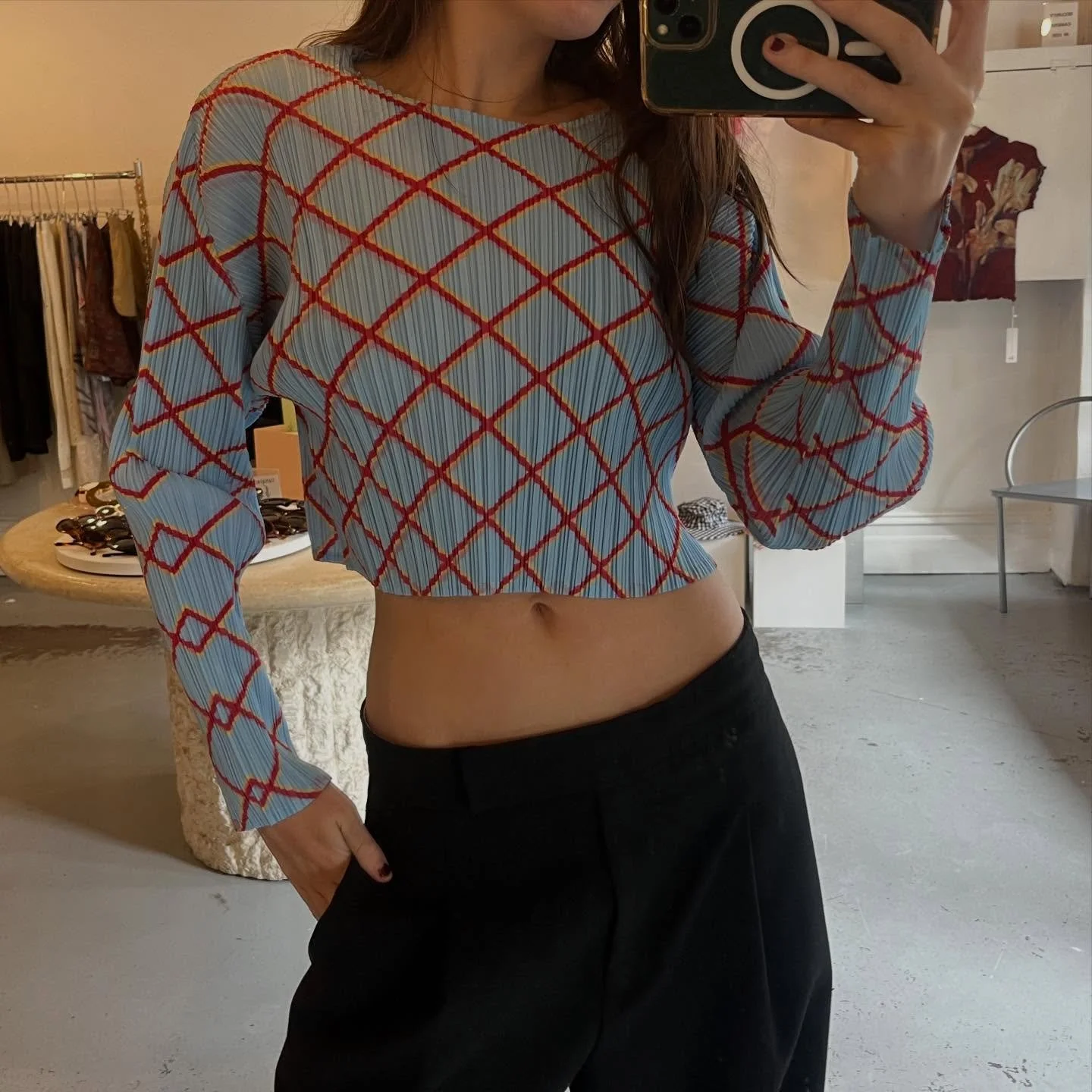 3 VERY GROOVY PLEATED LONG SLEEVES❤️🩵💚💜🩶 Open 11-5 all week longggg!