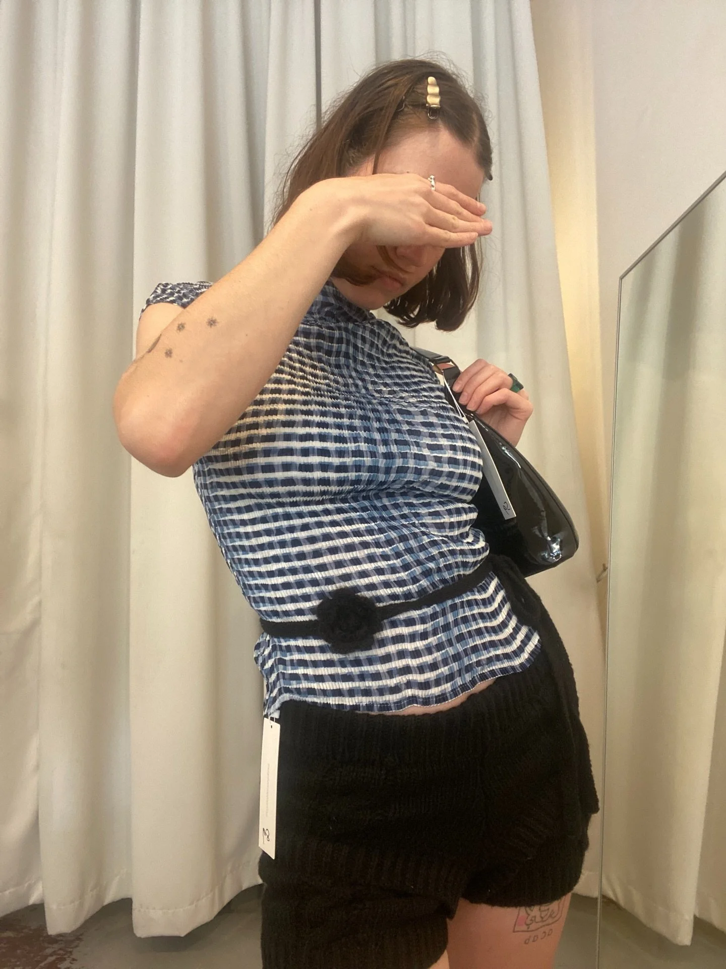 all our scrunch shirts have been restocked ! 🩵🦋🐬

shirt, shorts, flower tie, bag and clips ALL sunday social!

DM for prices &amp; purchase 🛍️✅