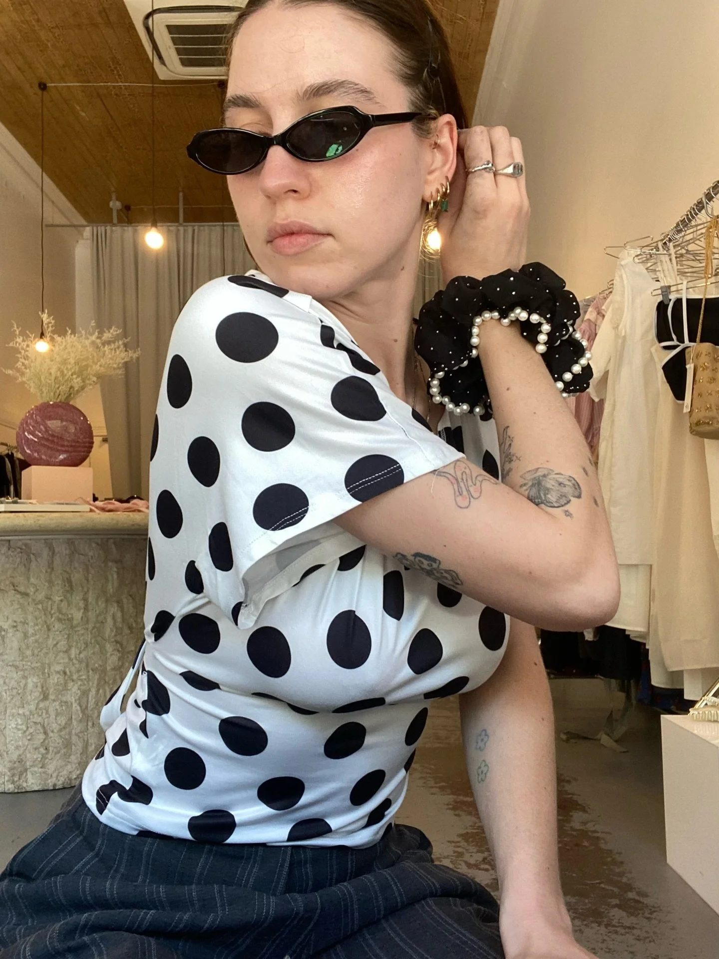 another cute sporty outfit! sorry about it!

monnie wears SS sunnies, top, pants &amp; scrunchie! 

DM for prices &amp; purchase 🩷