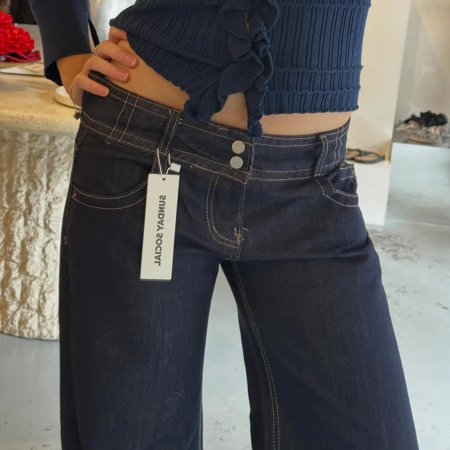 it&rsquo;s jeans &amp; a cardi weather ☁️🌦️💫 pop in by 5pm to try on these beauties &amp; more! or dm to secure x