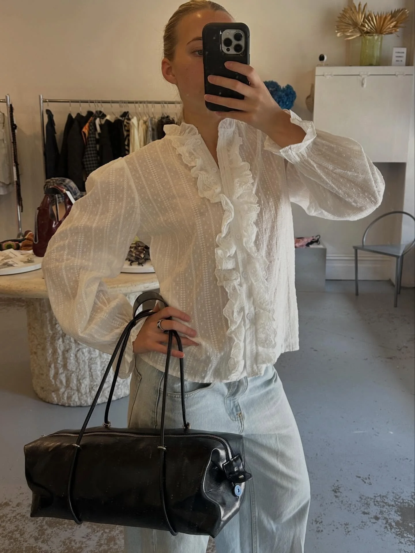 what a top! we have so many gorgeous blouses in store at the moment 💗 and some cool shorts &amp; shoulder bags!

open till 5pm today x