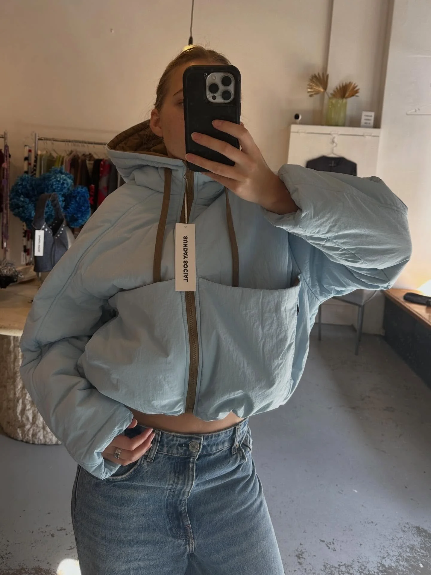 swipe for a surprise!!!! what an epic jacket &amp; it&rsquo;s reversible&hellip; puffer bomber &amp; so many more jackets in store now 🩵🩵🩵🤎🤎🤎