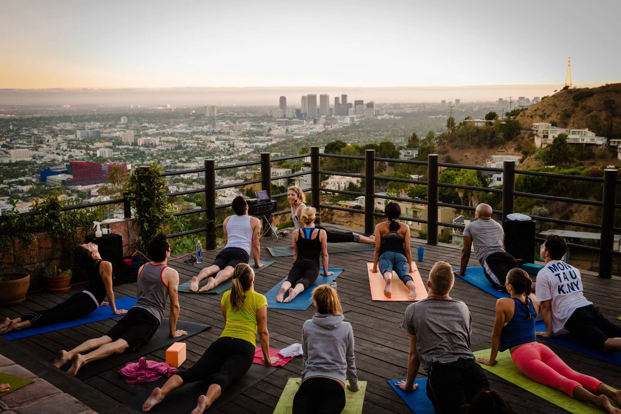 Teaching rooftop yoga at RECREATION CAFE