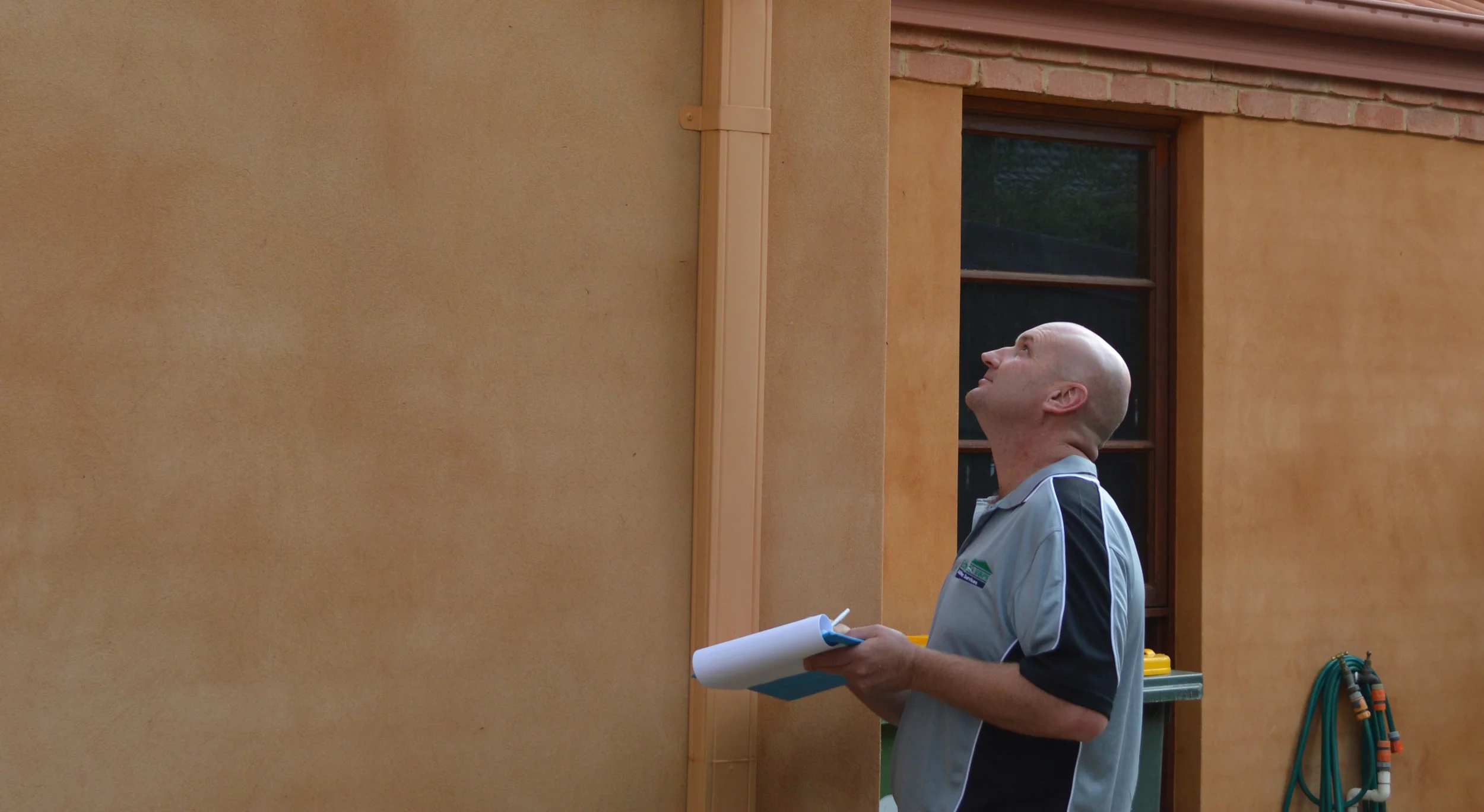 Mick inspecting banner.jpg