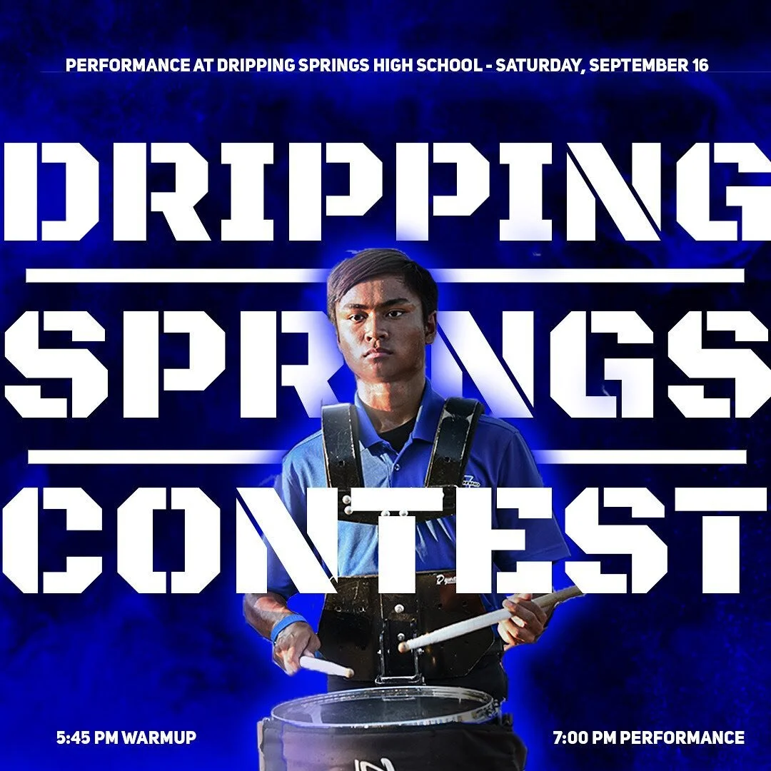 Join our @thehebrondrumline Friday Night, Sept. 15th in Brian Brazil stadium for their community/Parent Preview at 7 PM. You can also find them performing on Saturday, Sept. 16th in Dripping Springs at "Thunder in the Hills at 7 PM. Come out and