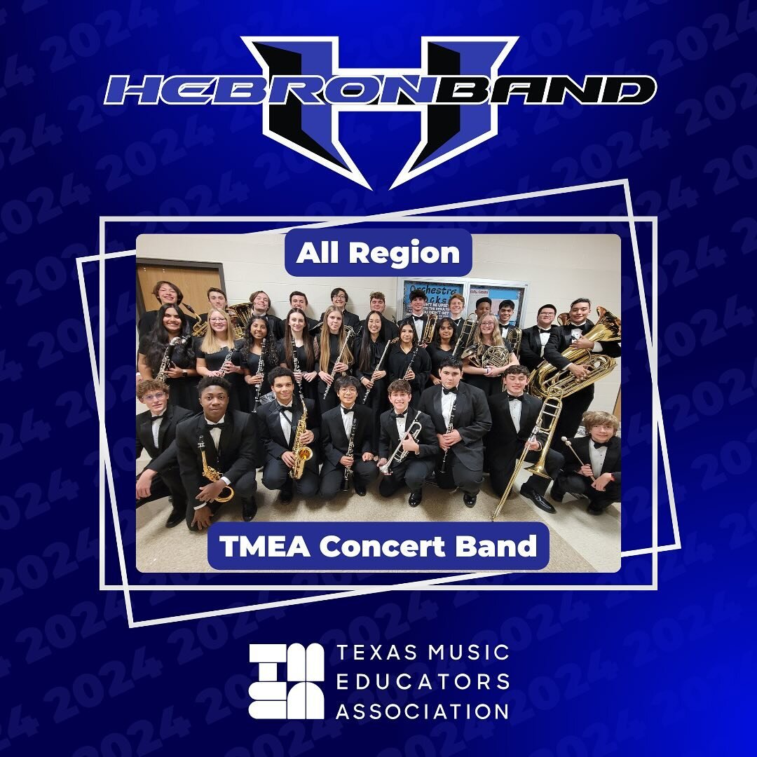 Join us in congratulating our @thehebronband 2024 TMEA All Region participants in Concert Band, Symphonic Band, and Wind Symphony. Good luck to our remaining all-staters and those from our @lewisvilleisd district! #aiatt