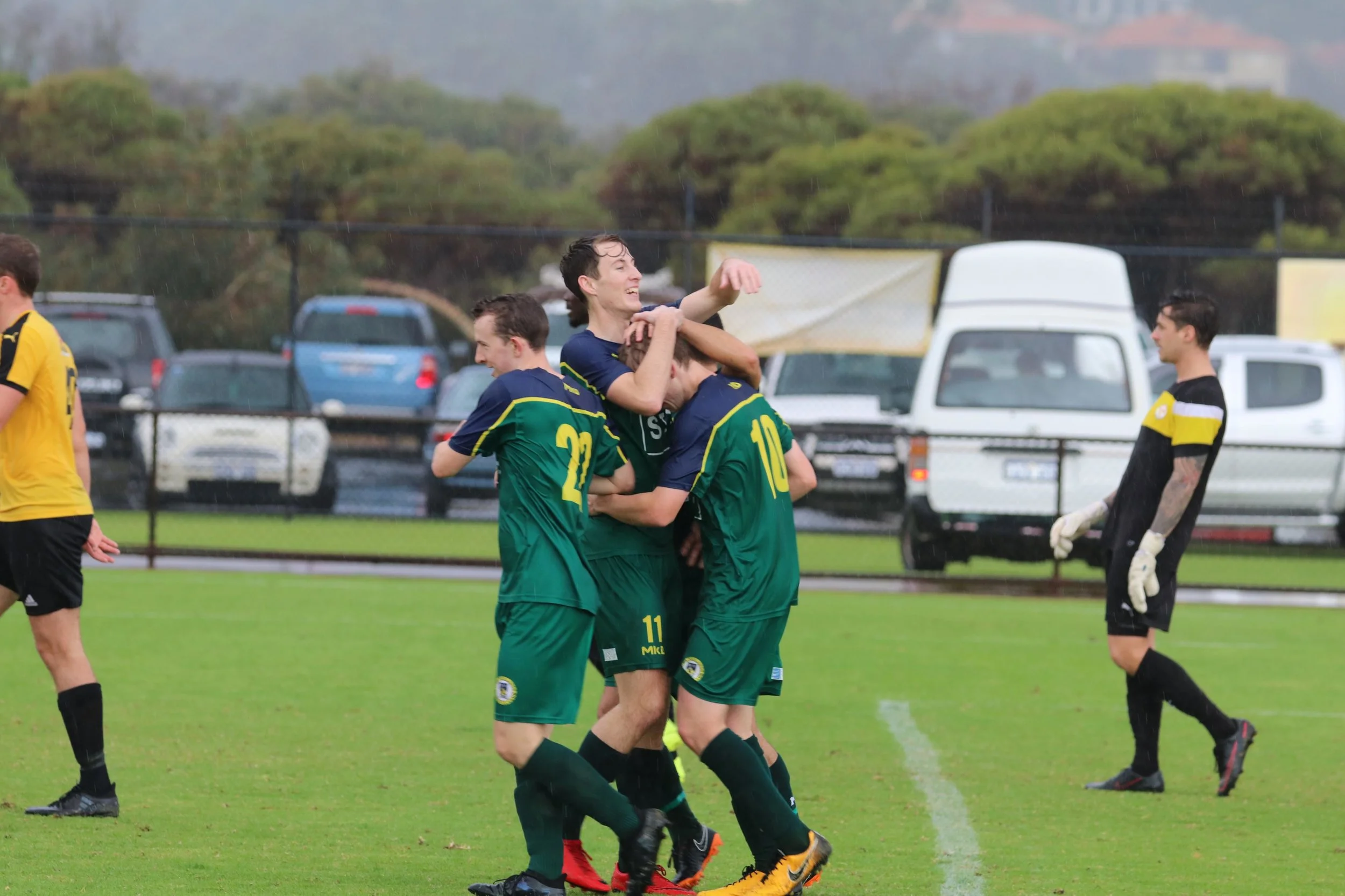 The boys celebrate Alex Kretowicz's opener - Credit: Gabriele Maluga