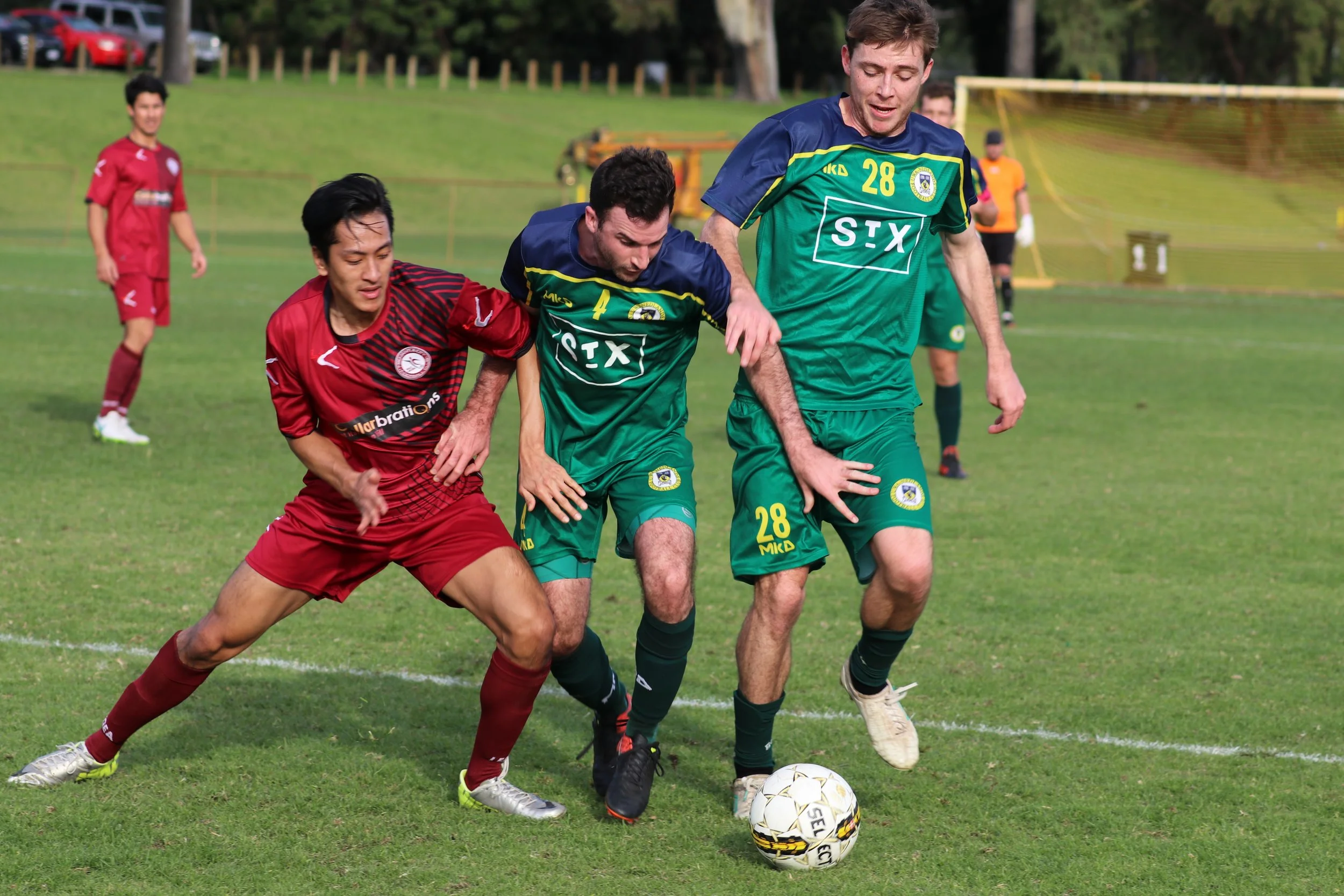 SAM CARRELLO ON THE BALL AGAINST FREMANTLE CITY - CREDIT: GABRIELE MALUGA 