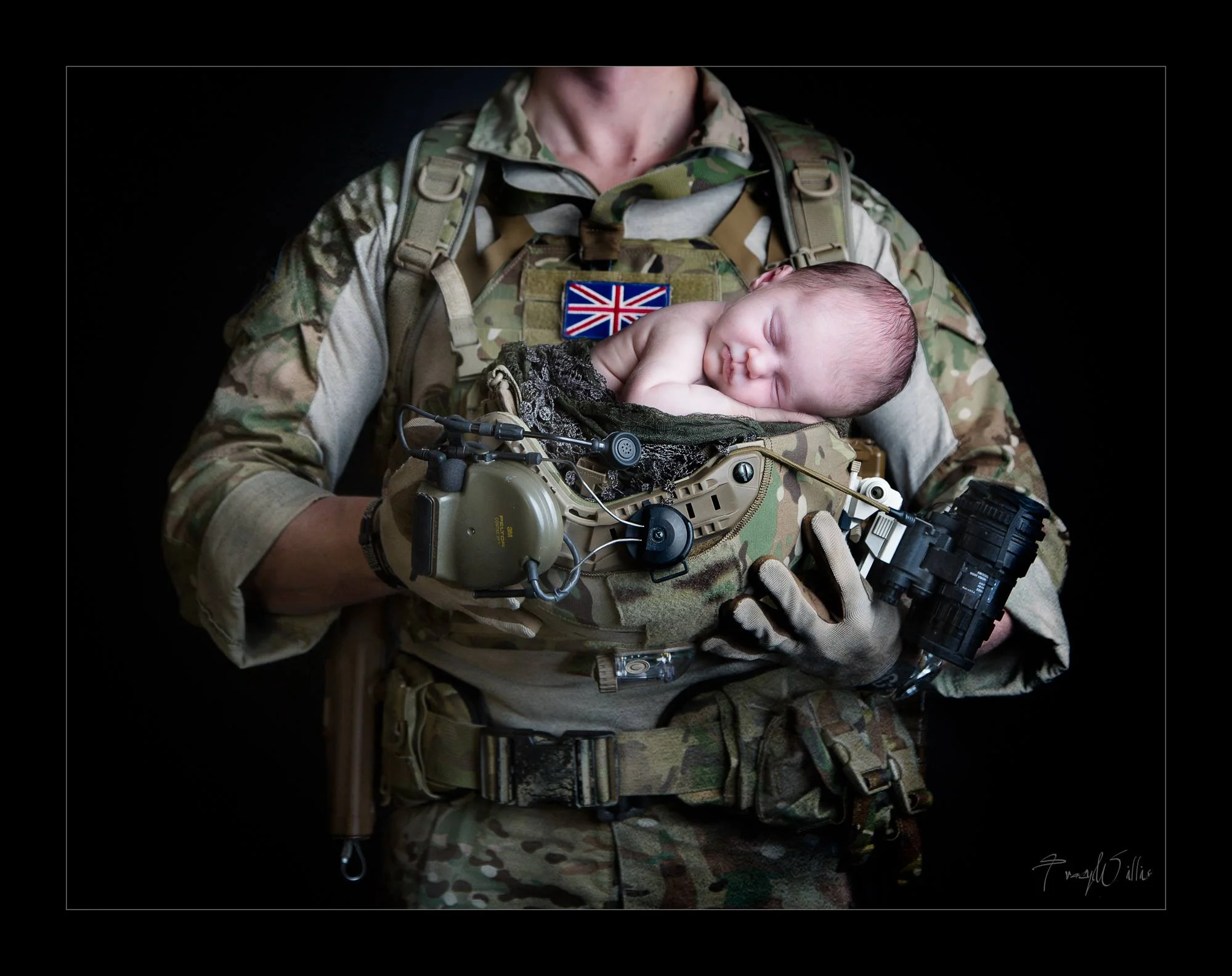 Marine dad and newborn baby beautiful photography Bournemouth Poole Dorset