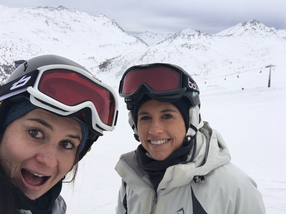  Me (left) and my sister-in-law / ski partner (right). The view was so spectacular we had to take a selfie. 