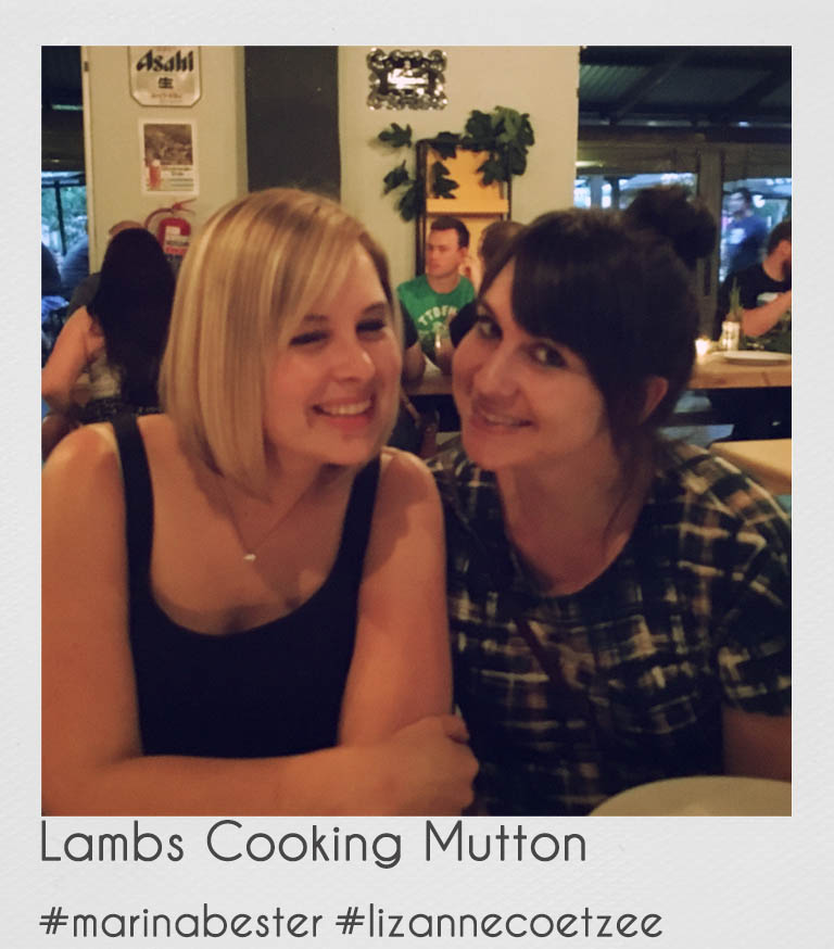 Lambs cooking Mutton: Marina and Lizanne Fellow foodie friends, Marina and Lizanne are “Lambs Cooking Mutton”! Armed with their blog posts and a frequent feature in the “Weg and Go” magazines they are on a mission to make cooking with lamb inspiring and creative but also less intimidating for the modern young lady or gentleman! They will also be travelling across SA to bring you news and reviews on South African meat festivals and restaurants where winning lamb and mutton dishes are served. Although Lizanne is a designer by day, and Marina a MSc Nutrition student on the side, their roles are ironically switched when it comes to cooking with lamb. Lizanne is always looking for ways to cook and eat healthy and will also keep you up to date on how to keep your lamb dishes as healthy as possible. Marina on the other hand loves creating absolute indulgent and creative lamb dishes that have no mercy on your diet. But between the two of them they will provide you with lamb dishes for every occasion!