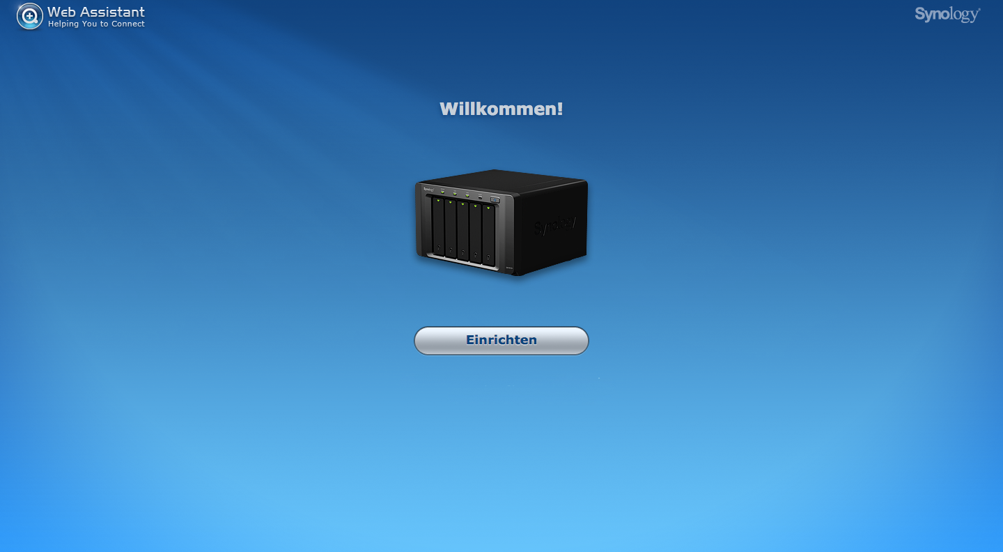 Please press the "Setup" button and the -Disk Station Manager (DSM) can now be installed.